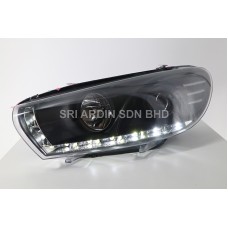 Volkswagen Scirocco 08-13 Black Projector Headlamp w LED